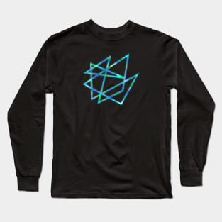 Blue, Turquoise And Green Geometric Shape Long Sleeve T-Shirt